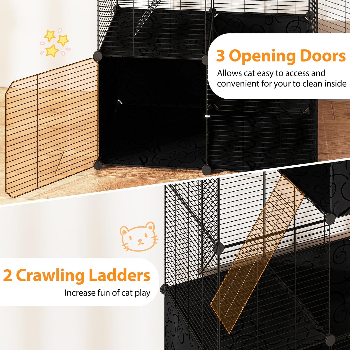 Tangkula 3 Tier Large Cat Enclosure with 2 Ladders