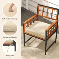 Tangkula Lot de 6 chaises de patio en bois d'acacia