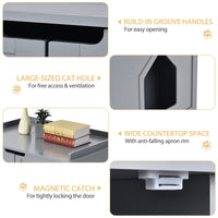 Tangkula Litter Box Enclosure, Cat Litter Box Furniture Hidden, Nightstand Pet House with Double Doors