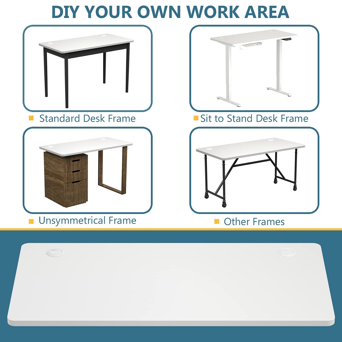 Tangkula Universal Wood Table Top for Standard & Sit to Stand Desk Frame