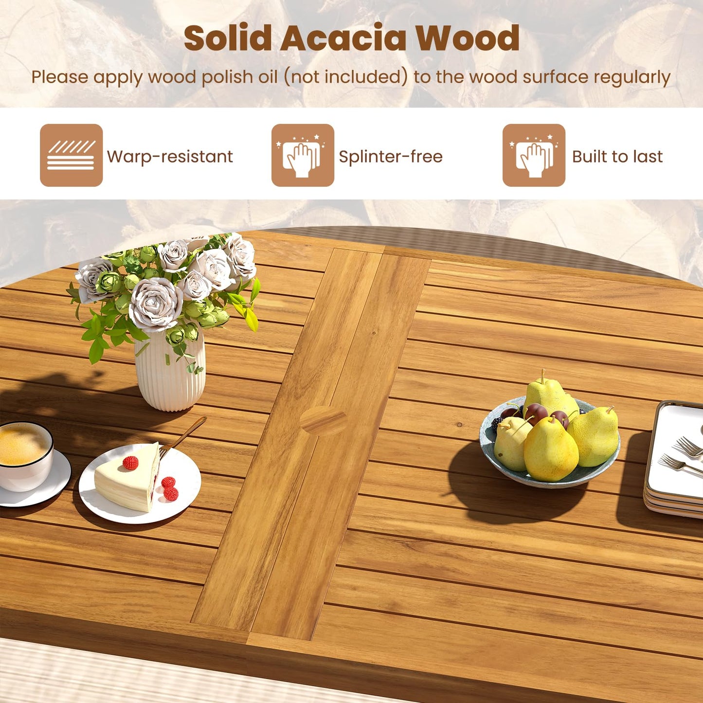 Tangkula 3 Pieces Patio Dining Table Set for Garden Yard