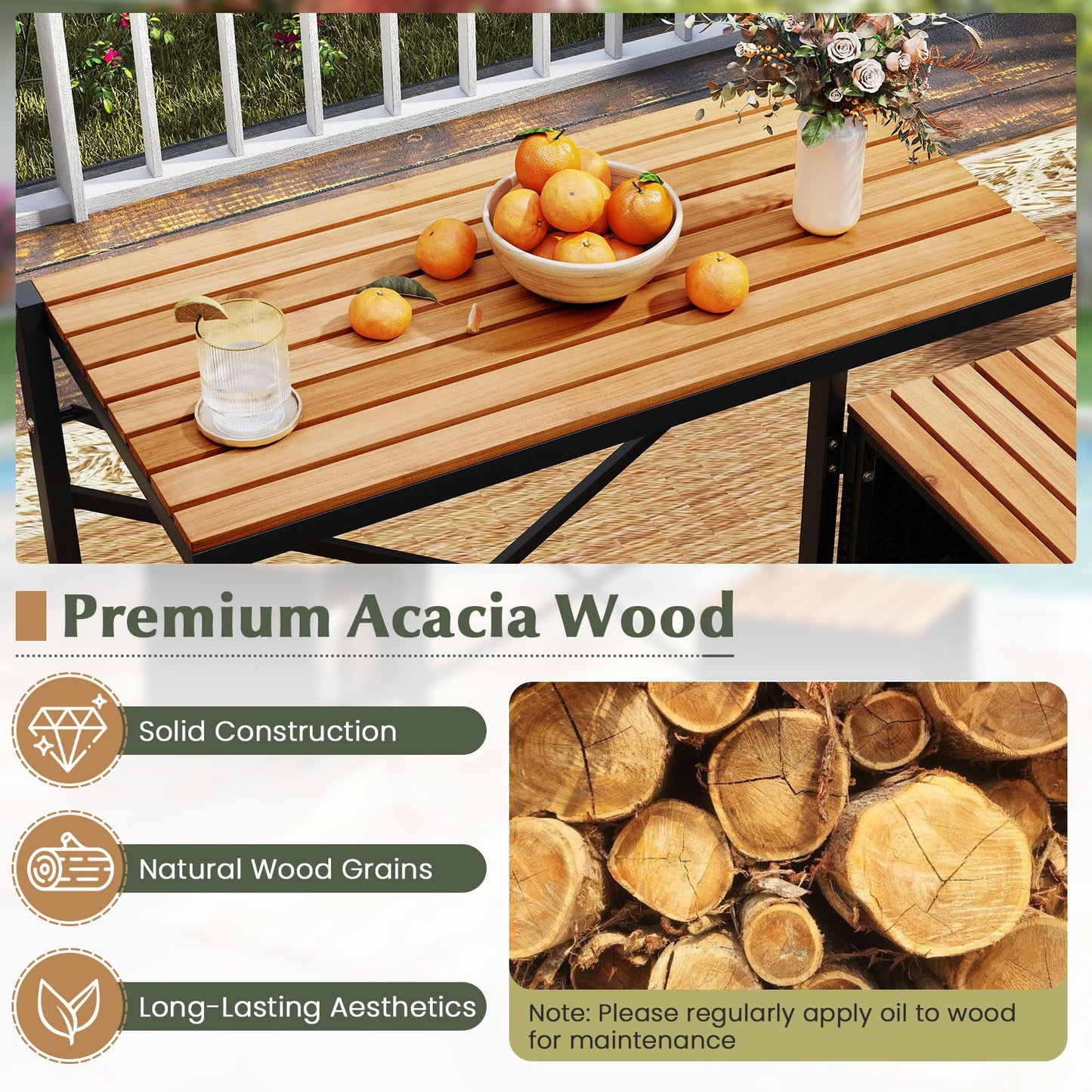 Tangkula 2-in-1 Outdoor Convertible Bench
