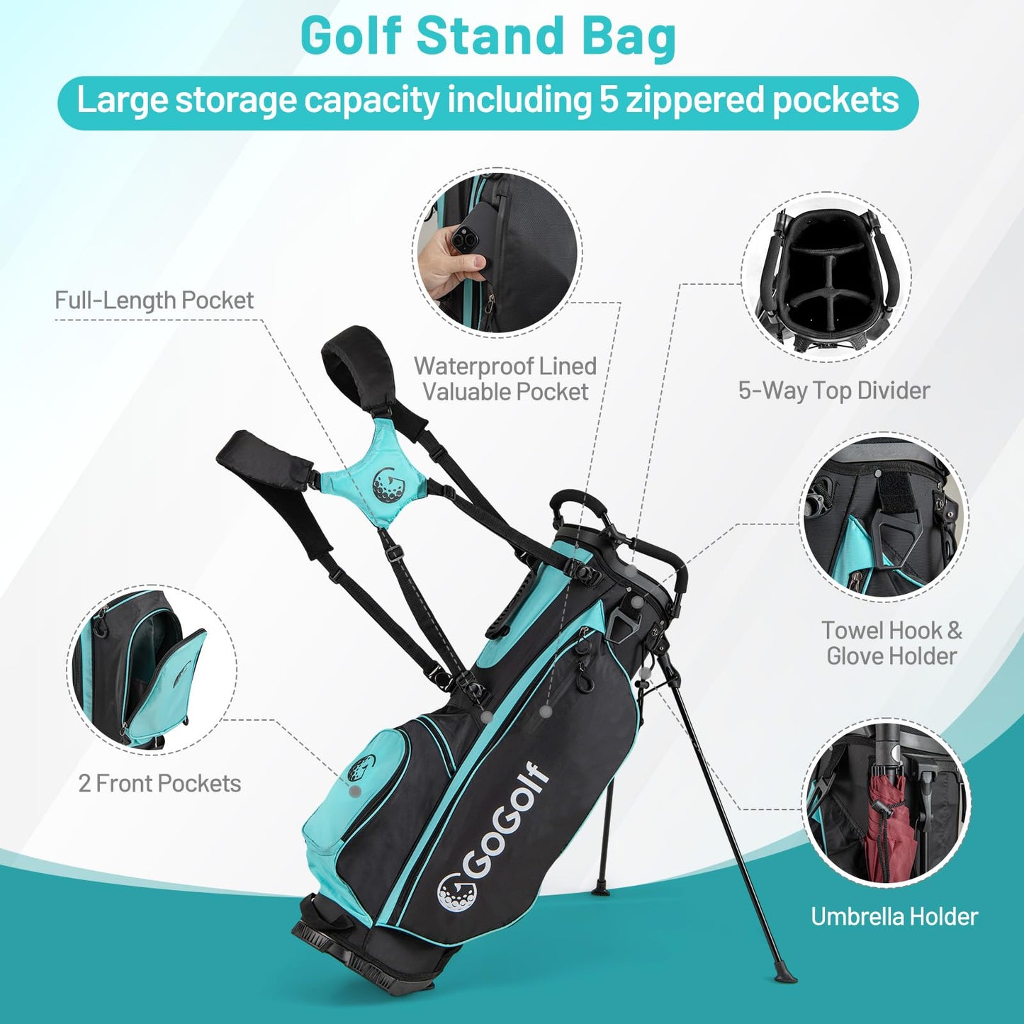 Tangkula Women's Complete Golf Clubs and Bag Set Golf Stand Bag