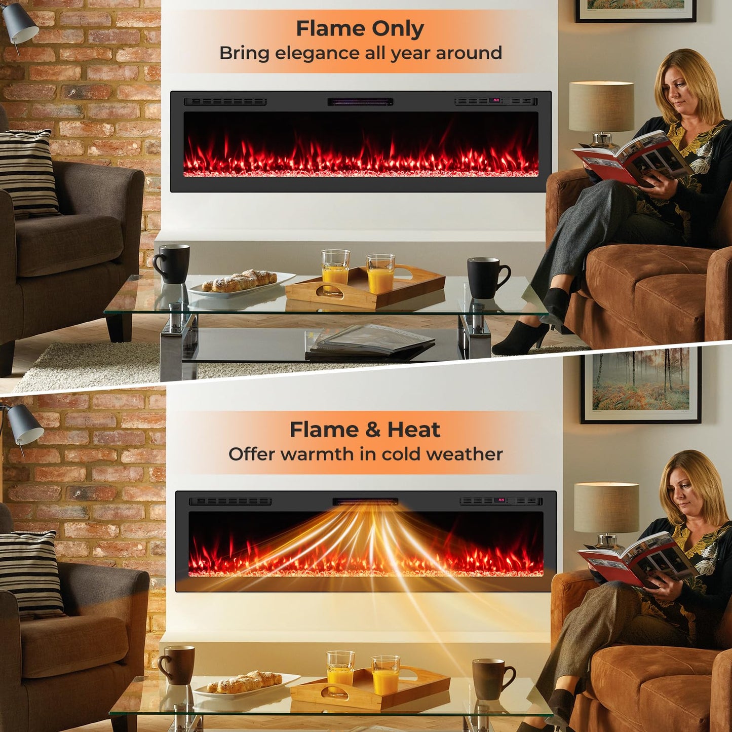 Tangkula 68” Wi-Fi Enabled Electric Fireplace