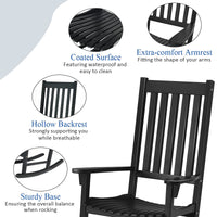 Acacia Wood Porch Rocking Chair, Wooden Rocking Chair Rocker with High Back & Armrest