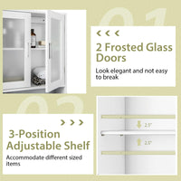 Tangkula Over The Toilet Storage Cabinet  w/Double Tempered Glass Doors