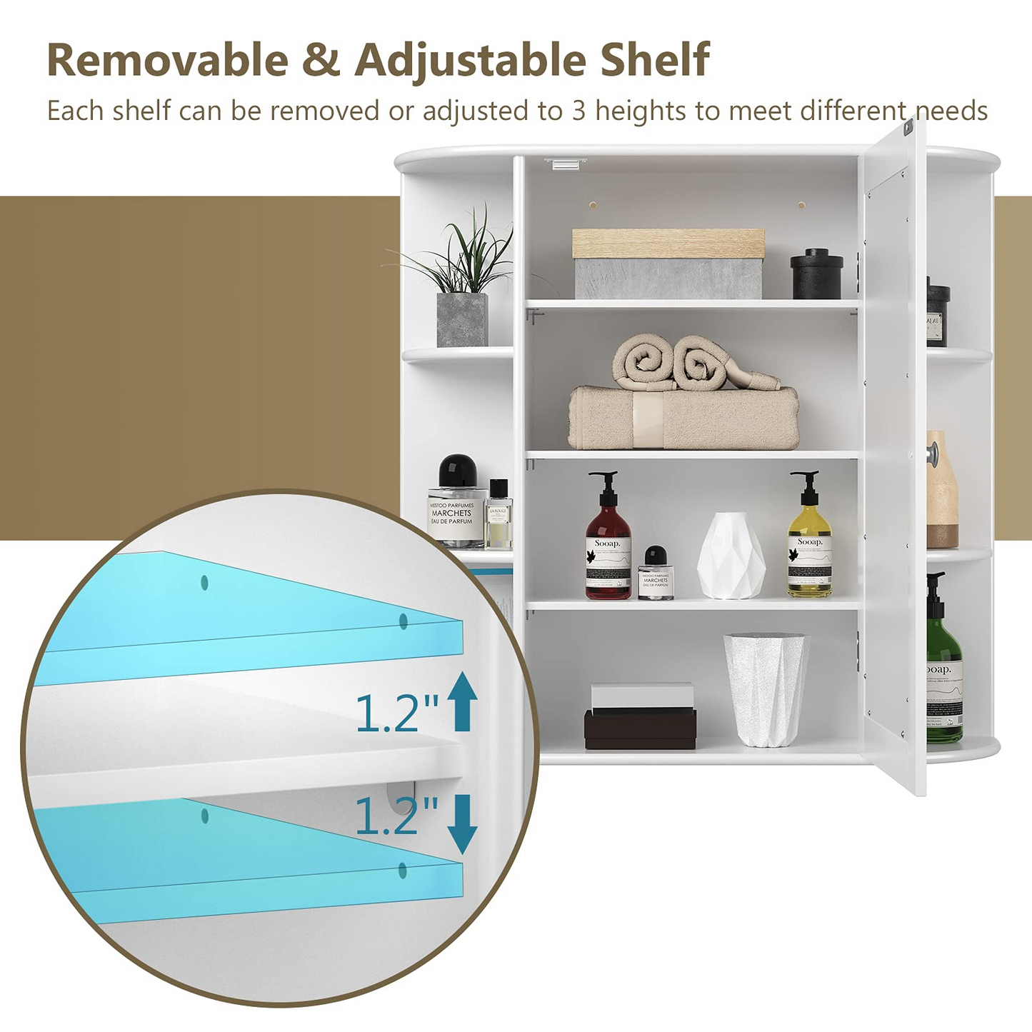 Tangkula Bathroom Medicine Cabinet with Mirror with Mirror, Wall Mounted Bathroom Storage Cabinet