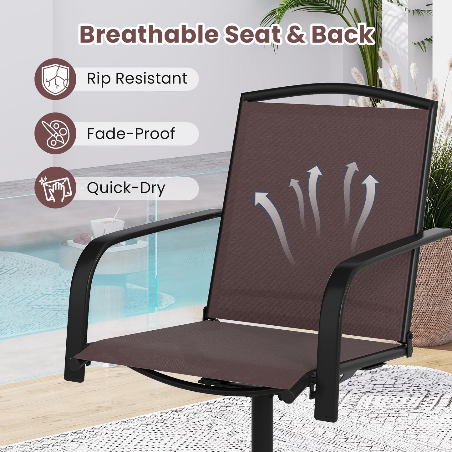 Tangkula Outdoor Swivel Chairs Set with High Back