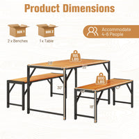 Tangkula 3 Pieces Patio Dining Set for 6 People, Outdoor Picnic Table & 2 Benches, 53” Acacia Wood Dining Table