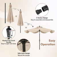 Tangkula 9Ft Patio Umbrella, Outdoor Umbrella with Crank Handle, Push Button Tilt, 2-Tier Beach Umbrella with Sun-Protective Canopy