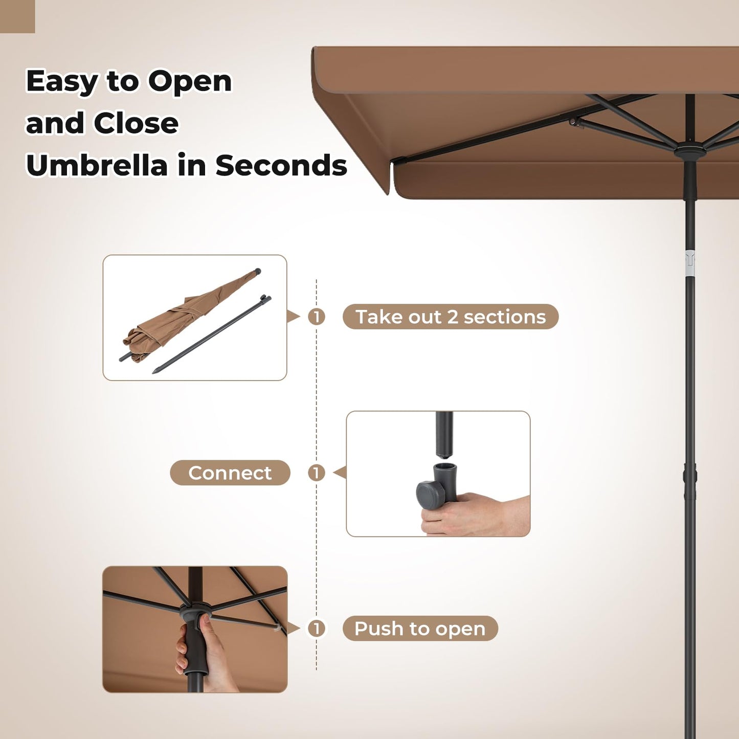 Tangkula 6.5 x 4.3 FT Rectangular Patio Umbrella