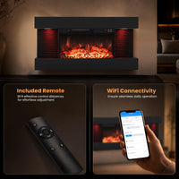 Tangkula 18"/26"/36"/46" 3-Sided WiFi Electric Fireplace with 32"/40"/50"/60" Floating Mantel