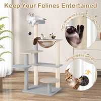 Tangkula Modern Cat Tree, 44 Inch Multi-Level Cat Tower with Removable Padded Top Perch