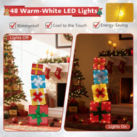 Tangkula 4 Ft Stackable Gift Boxes with Warm White LED Lights
