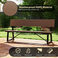 Tangkula 72” Outdoor Bench, Extra Long Patio HDPE Bench for 4 People, 1100 lbs Weight Capacity