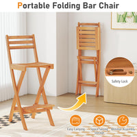 Tangkula Patio Folding Barstool Set with Backrest & Footrest