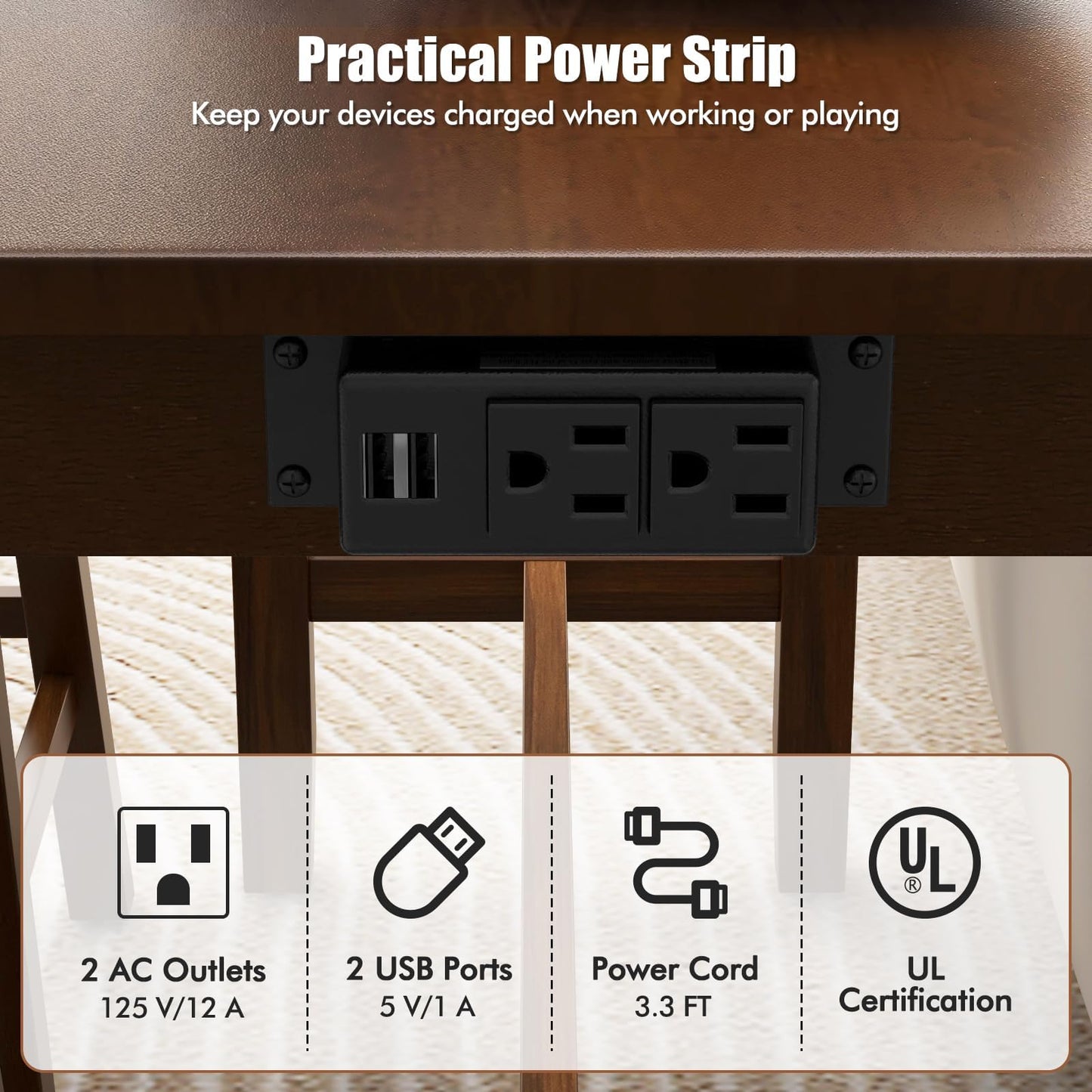 Tangkula 4-Piece Bar Table with Stools for Living Room