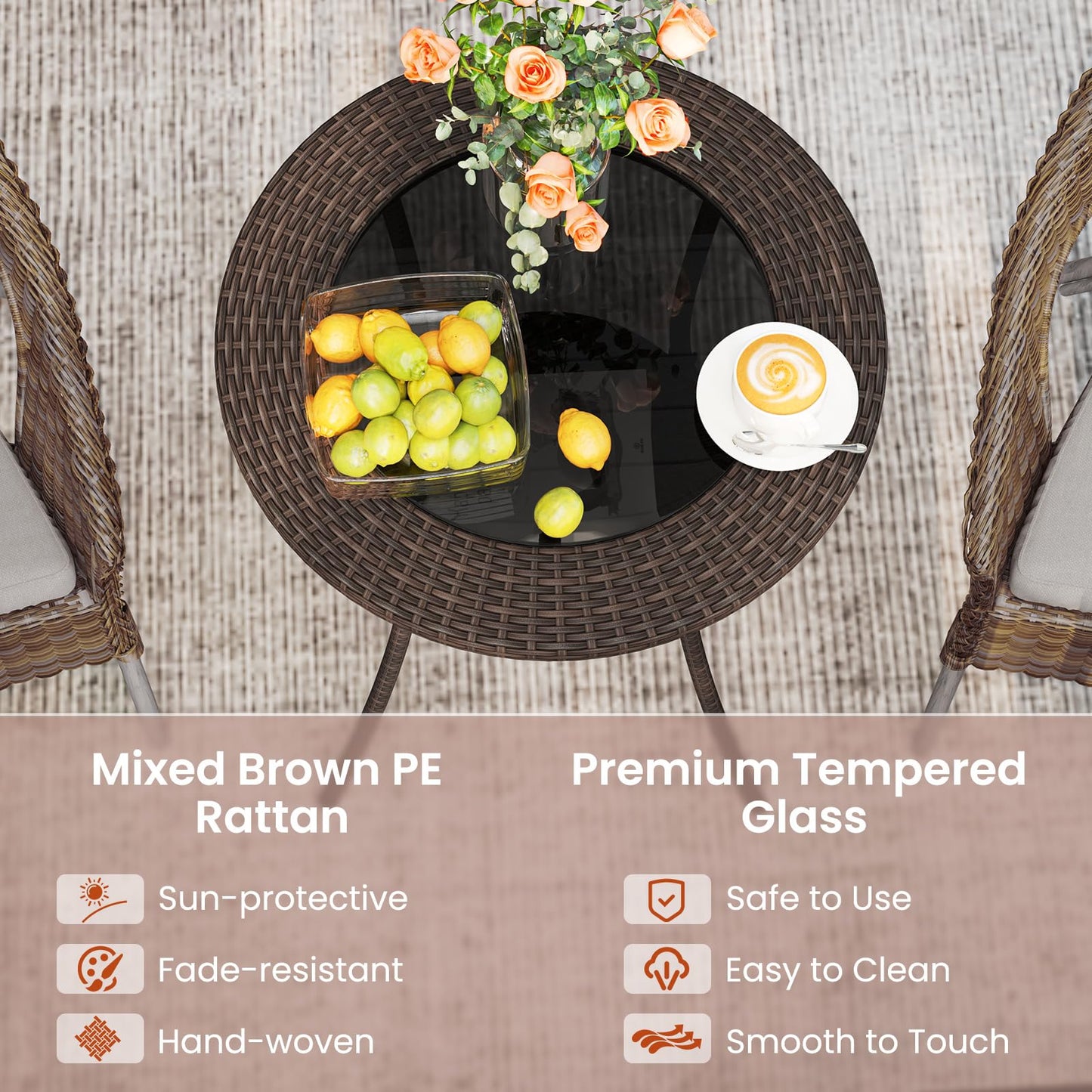 Tangkula 25 inch Patio Wicker Coffee Table