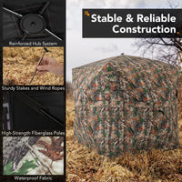 Tangkula Extra Tall 3-4 Person Hunting Blind, 270 Degree See Through Ground Blind with Silent Slide Windows