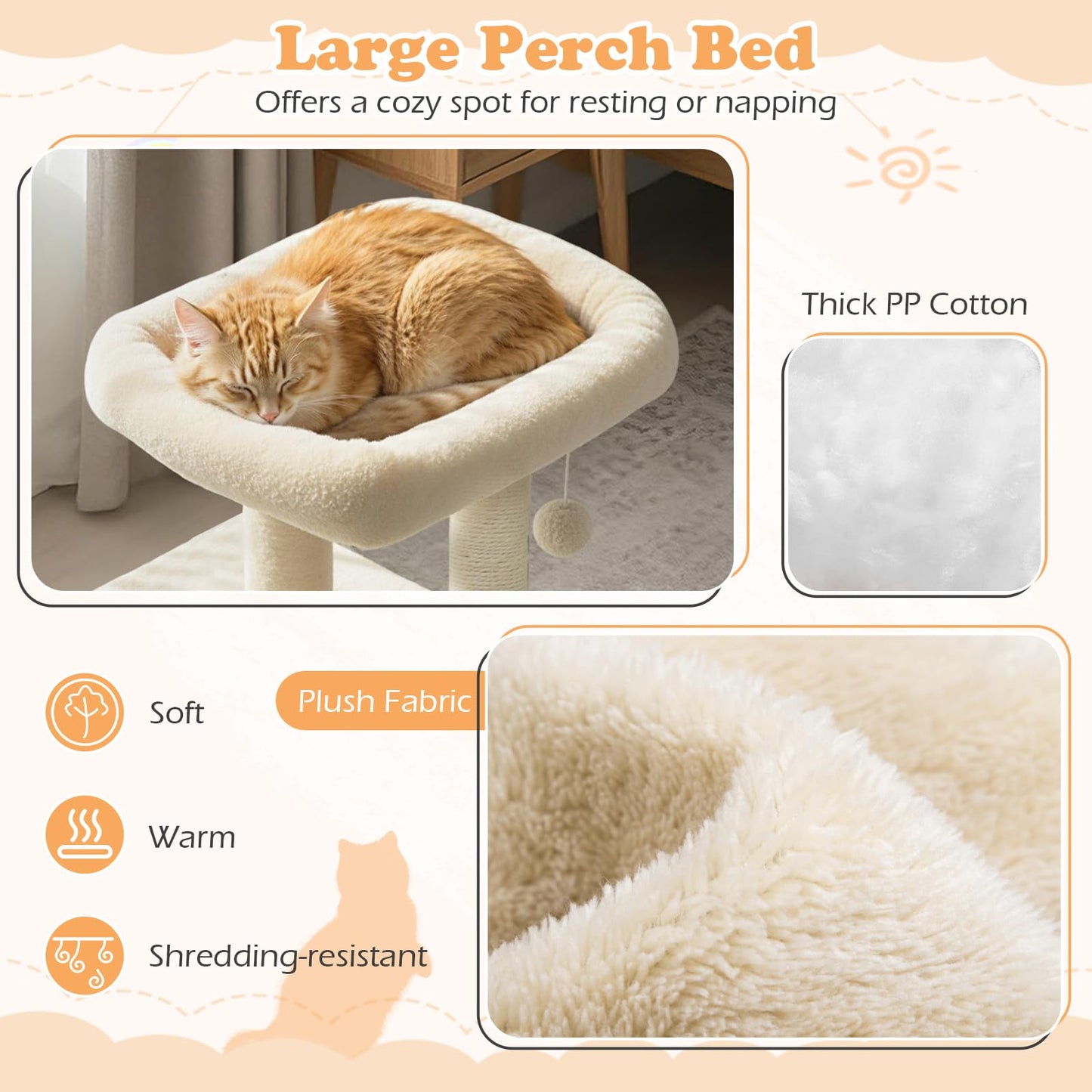Tangkula Cat Tower with Sisal Scratching Posts for Small Spaces