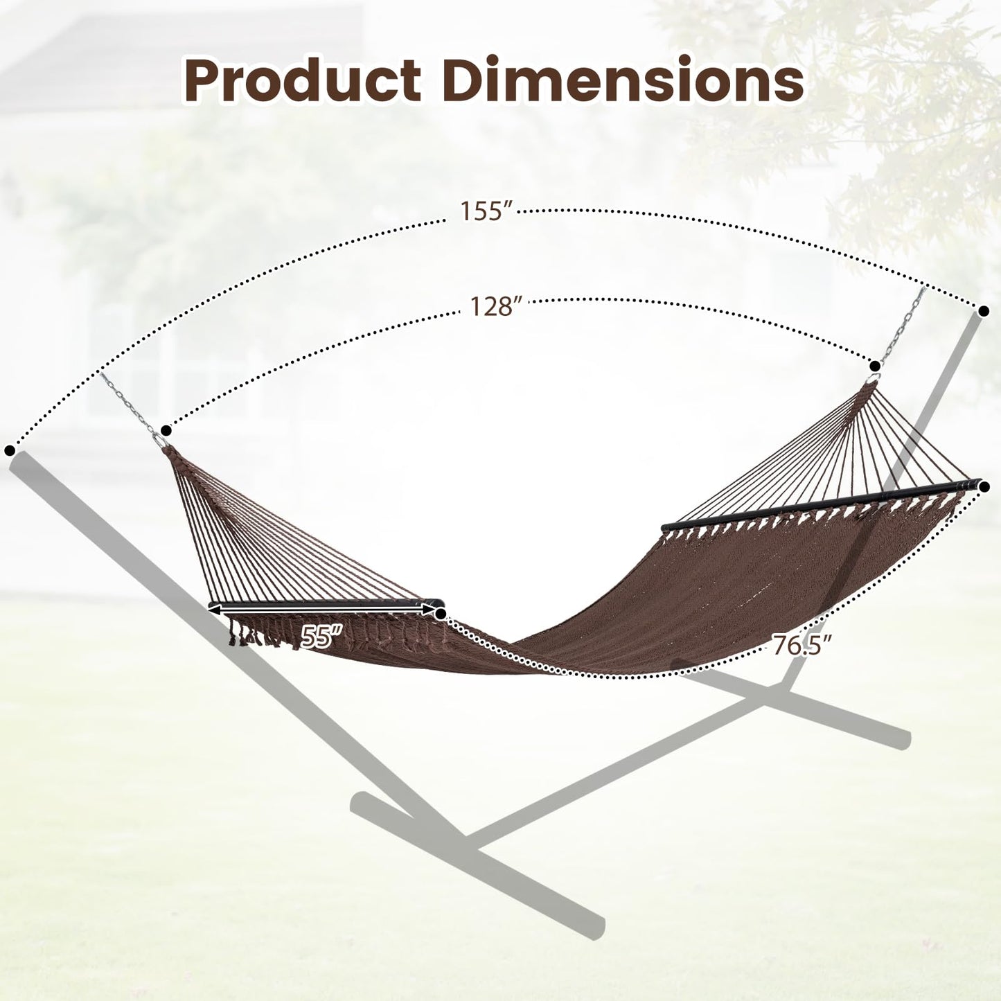 Tangkula 10.5FT Caribbean Double Hammock Heavy Duty Portable