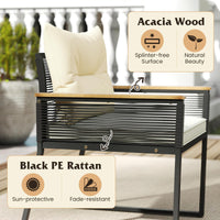 Tangkula Patio Wicker Furniture Set Heavy Duty Outdoor Cushioned Conversation Set
