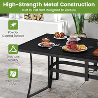 Tangkula Metal Patio Dining Table with Umbrella Hole for Balcony and Backyard