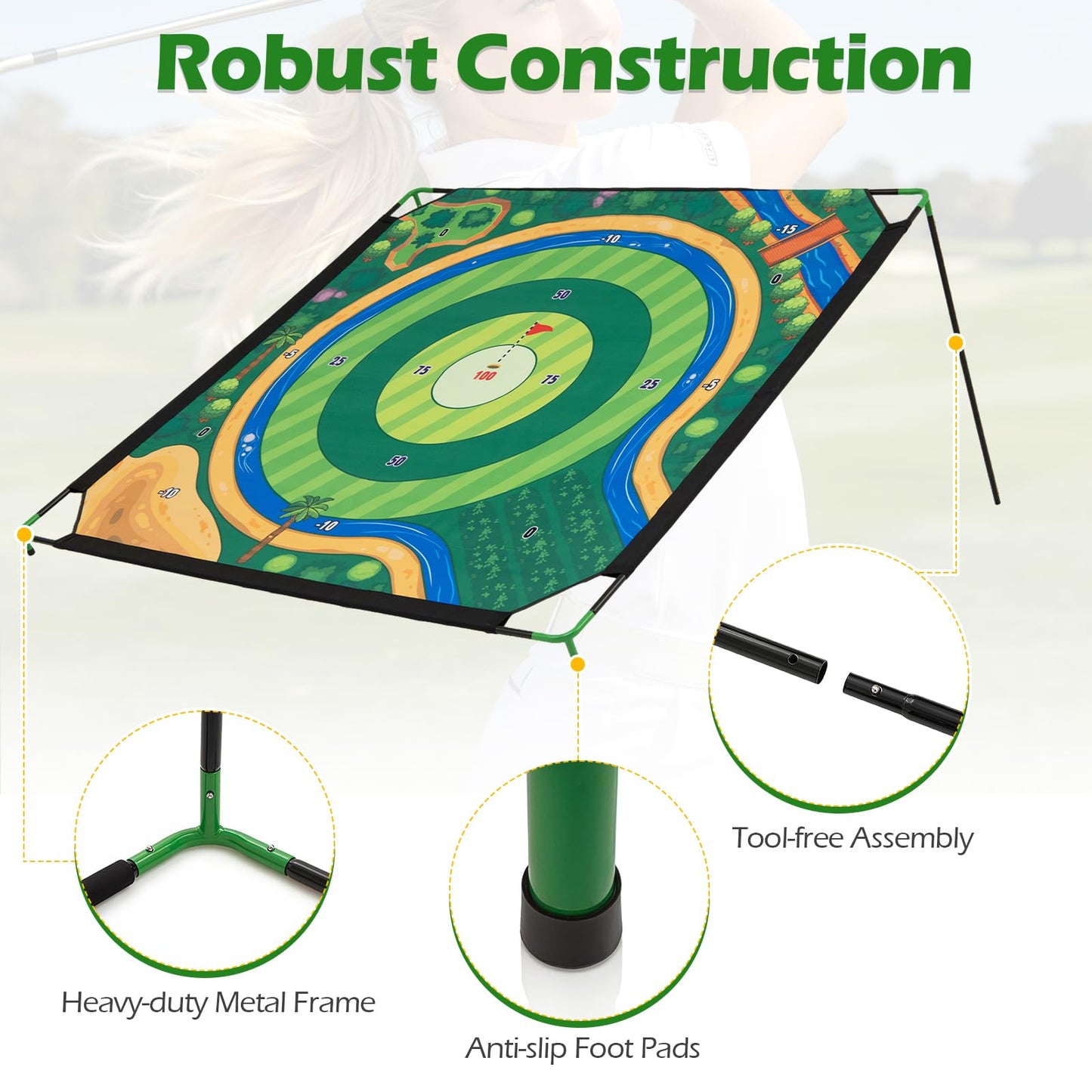 Tangkula Golf Chipping Game Set with Carry Bag 6 FT Large Golf Target Mat