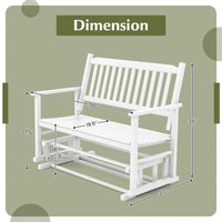 Tangkula 2 Person Outdoor Glider Chair, Poplar Wood Patio Swing Glider Loveseat Chair with Armrests