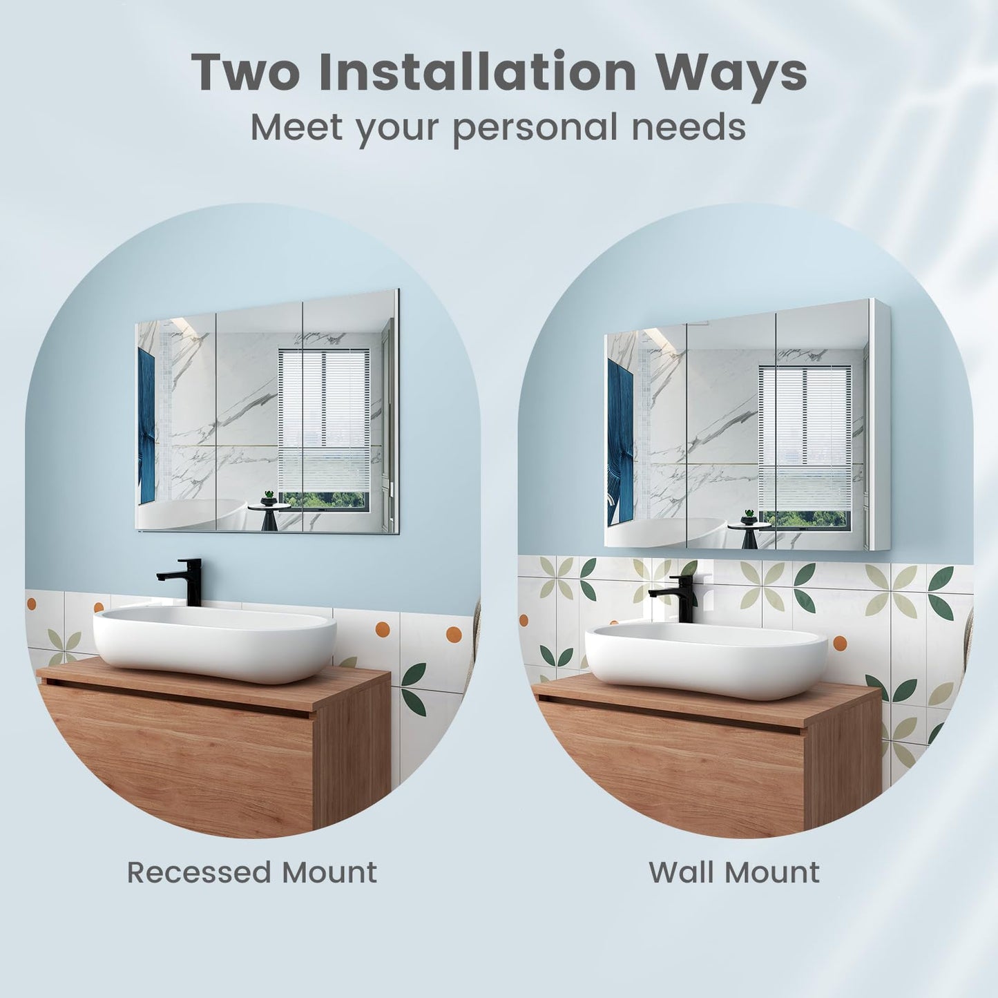 Tangkula 36" Bathroom Medicine Cabinet with Adjustable Shelf