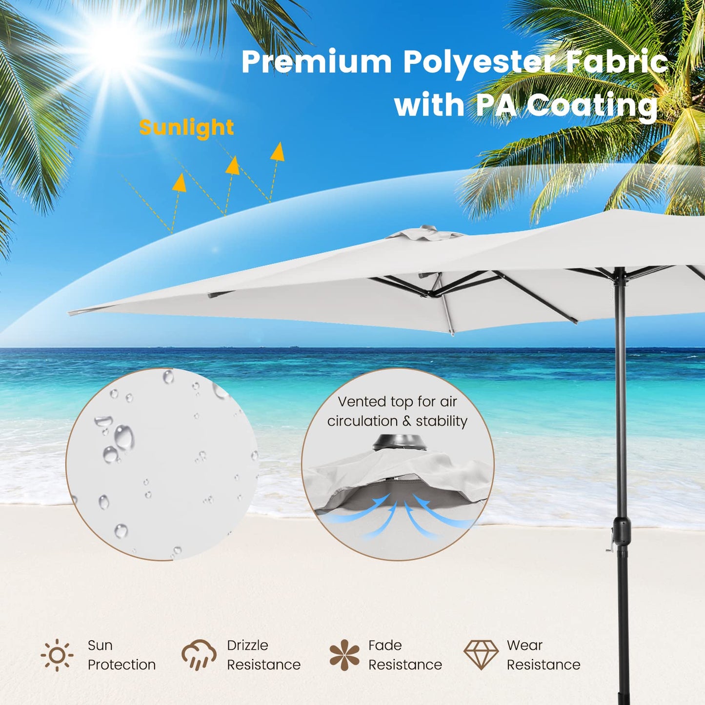 TANGKULA 15 FT Double-Sided Patio Umbrella with Crank Handle