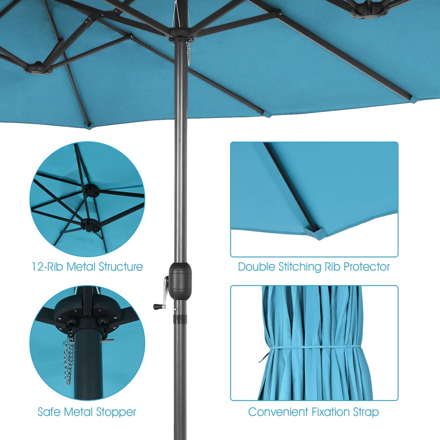 Tangkula Double-Sided Patio Umbrella for Poolside