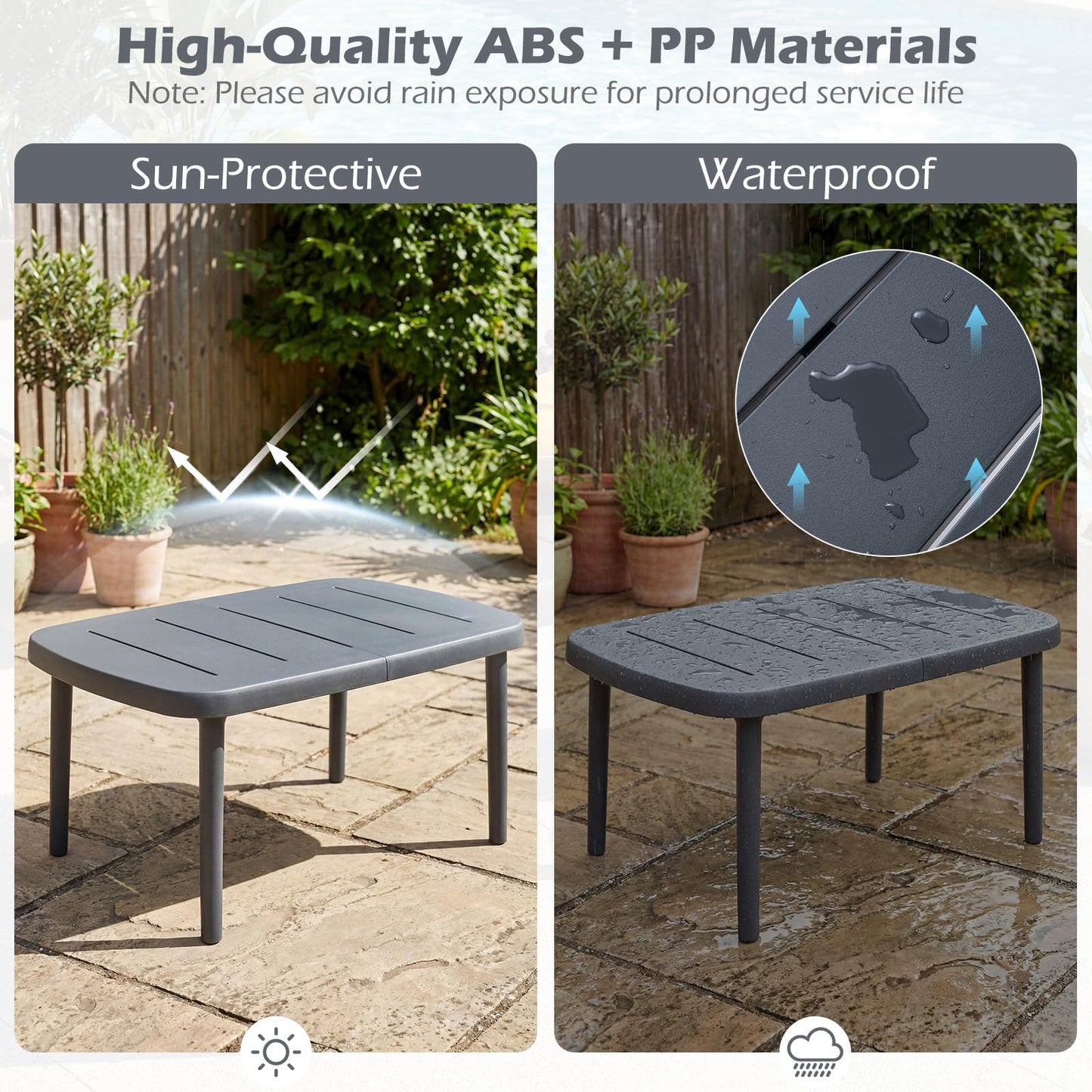 Tangkula Outdoor Coffee Table with Aluminum Alloy Rods