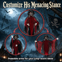 Tangkula 9.4 FT Animated Halloween Hanging Pirate with Glowing Eyes