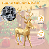 Tangkula Standing Reindeer Statue, Aluminum Deer Sculpture for Indoors, Christmas Reindeer Decor Statue for Home Office Shop School