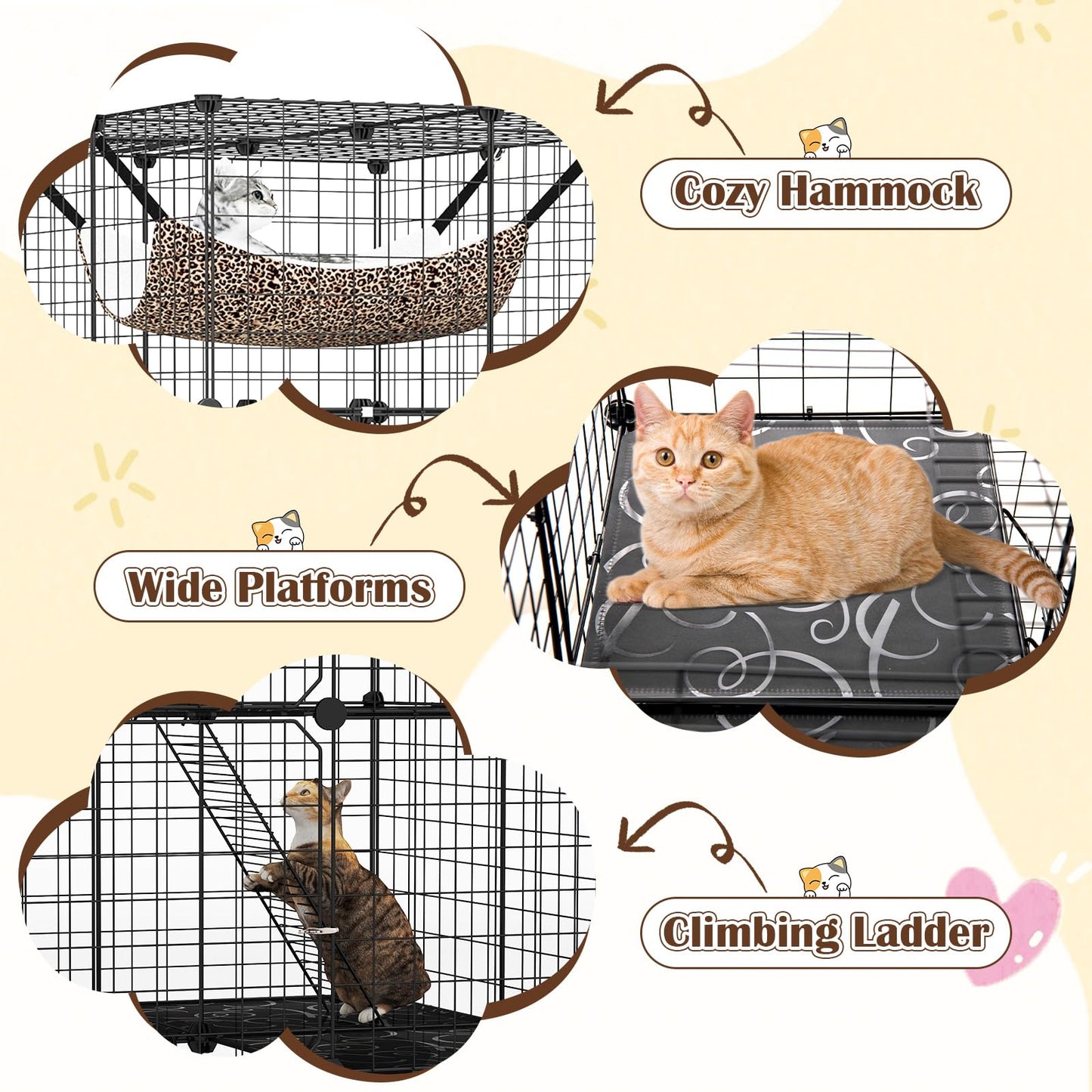 Tangkula Cat Cage Indoor 56" Large 4-Tier Cat Enclosure with Skylight