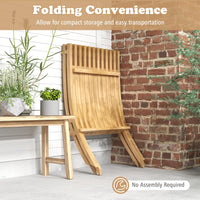 Tangkula Folding Patio Chair Teak Wood Outdoor Lounge Chair