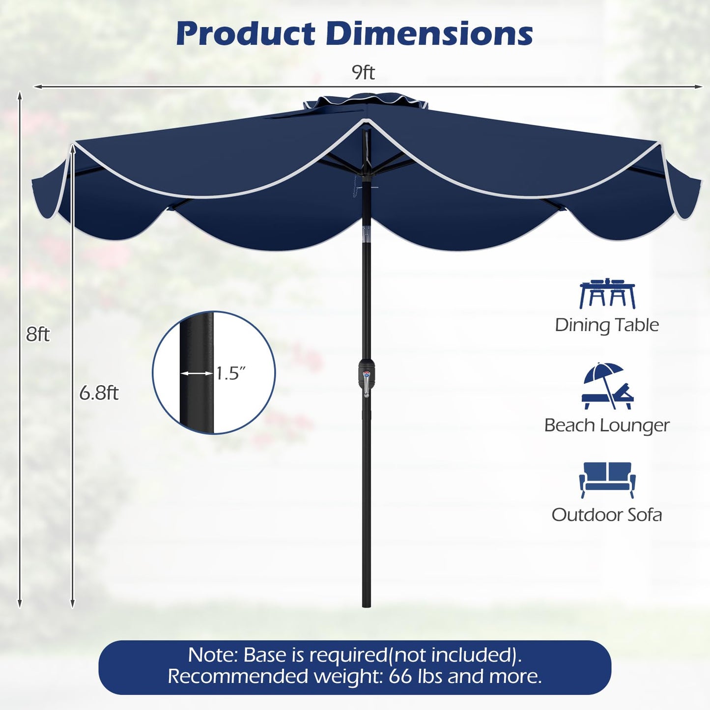 Tangkula 9 FT Solar Patio Umbrella with 24 LED Lights