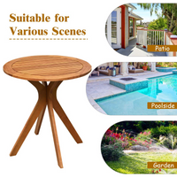 27 Inch Eucalyptus Wood Outdoor Patio Bistro Table - Tangkula