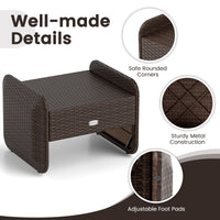 Tangkula 2 poufs de terrasse en osier PE avec coussins amovibles
