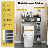 Tangkula Over The Toilet Storage Cabinet Bathroom Organizer w/Toilet Paper Holder