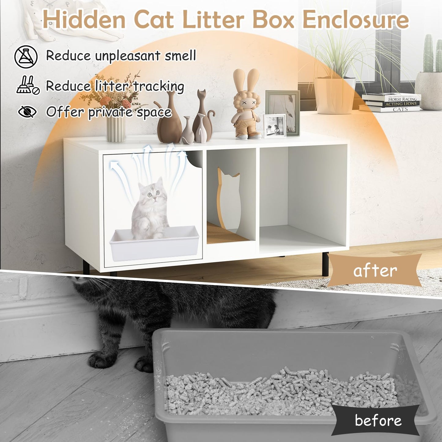 Tangkula Double Litter Box Enclosure