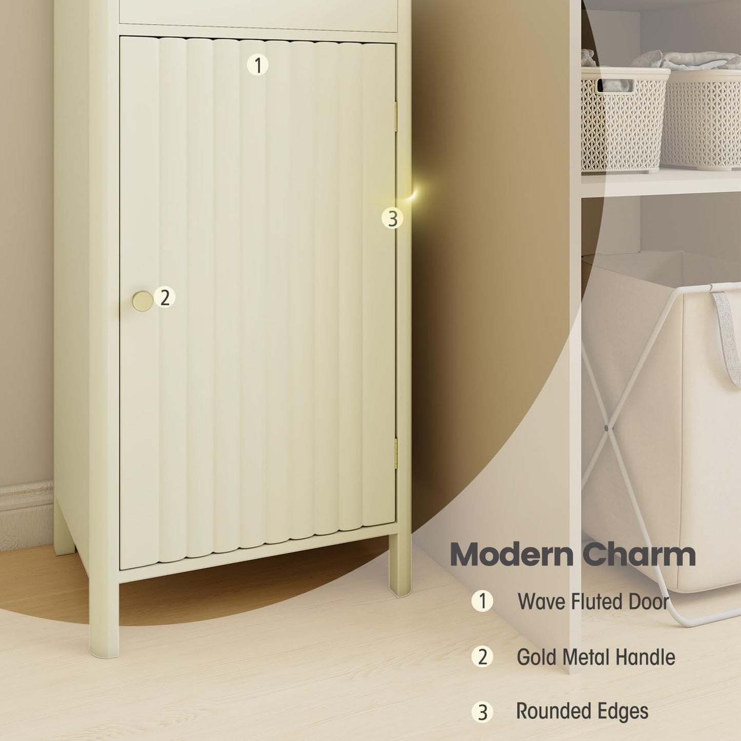 Tangkula 67" Tall Bathroom Cabinet Narrow Floor Cabinet