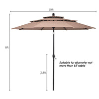 10 Ft 3 Tier Patio Umbrella, Outdoor Umbrella W/Double Vented