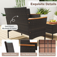 Tangkula Patio Wicker Sofa Set w/Coffee Table
