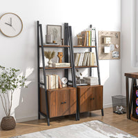Tangkula 4-Tier Ladder Shelf with Cabinet 63” Tall Bookshelf