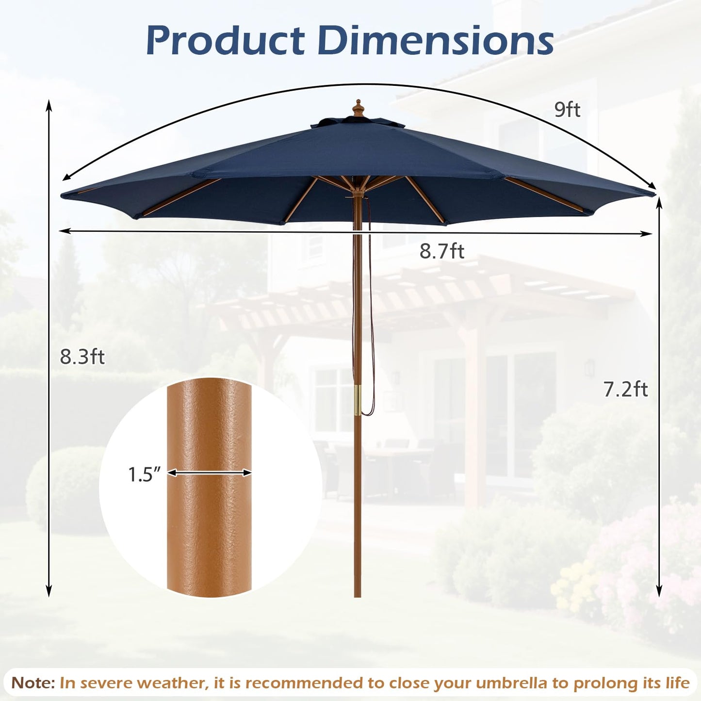 Tangkula 9 FT Patio Umbrella Outdoor Table Market Umbrella