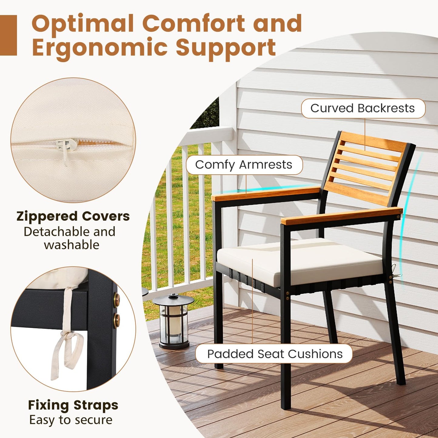 Tangkula Stackable Patio Dining Chairs Set of 6