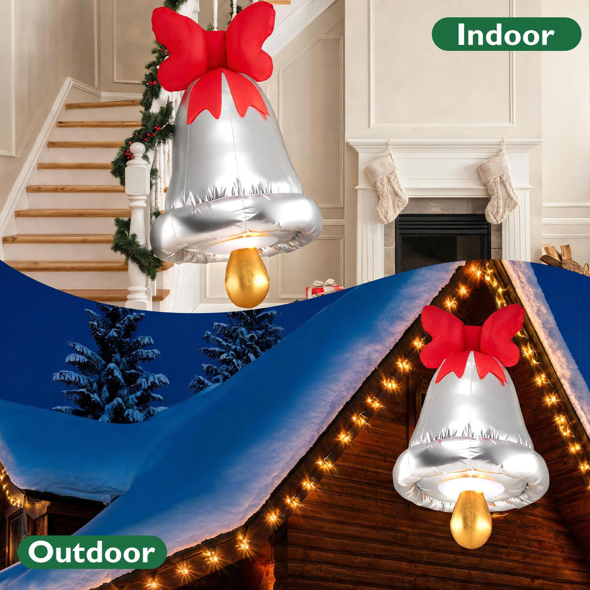 Tangkula 6.1 FT Giant Inflatable Christmas Bell Outdoor Decoration