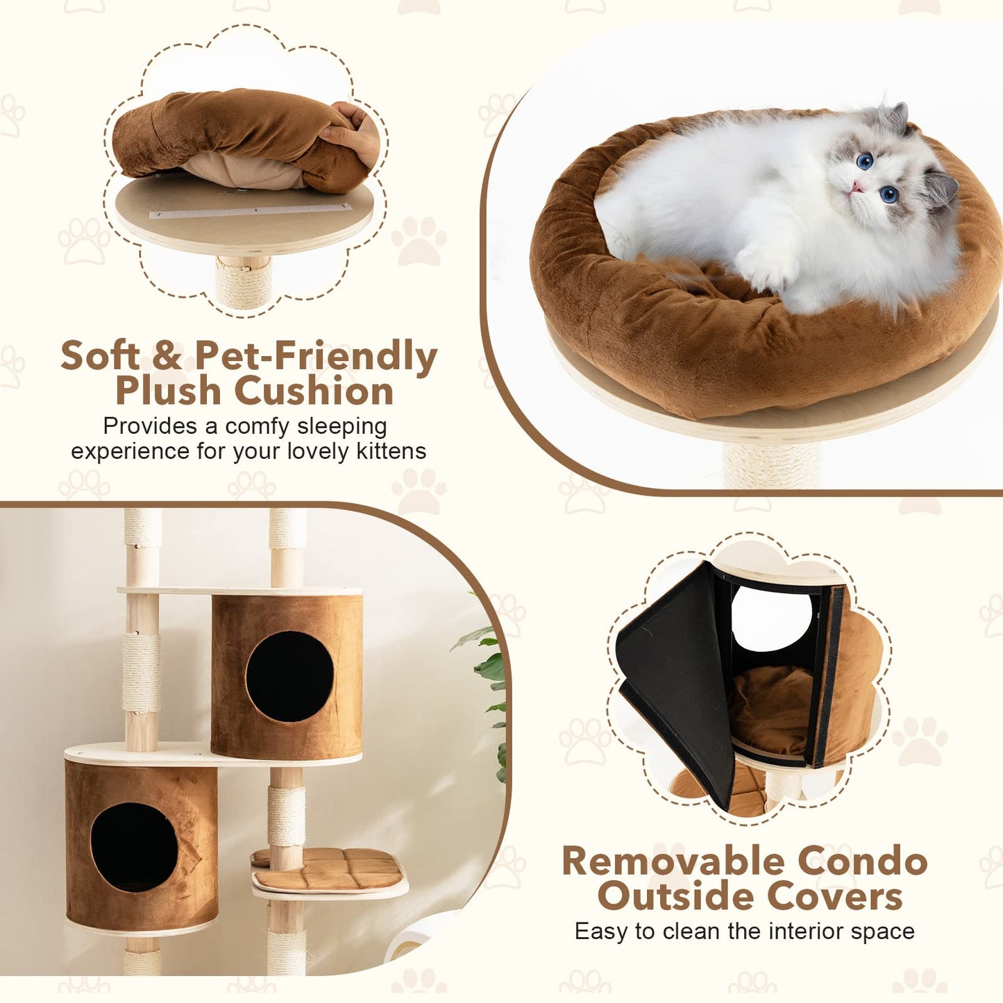 75 Inch Tall Cat Tree for Indoor Cats - Tangkula